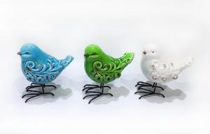 Ceramic easter bird with metal feet