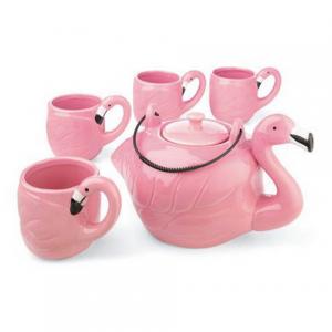 ceramic flamingo tea set